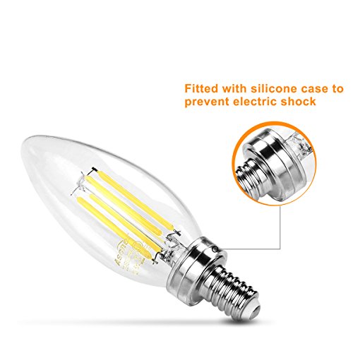 image for Ascher E12 LED Classic Candelabra Clear Light Bulb 4W, 470lm Equivalen