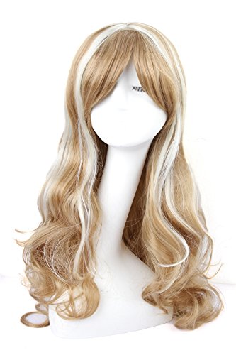 ATOZWIG Women's Long Wavy Synthetic Hair Cosplay Party Wigs Grey Silver Mixed Wigs