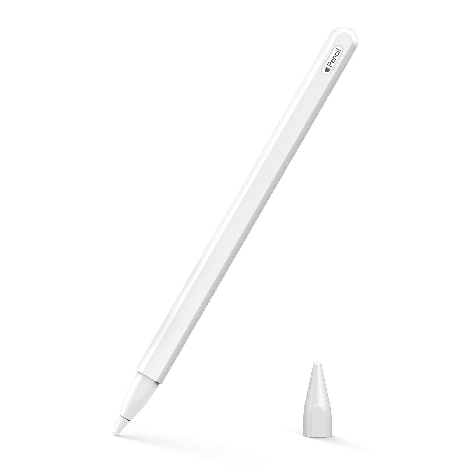 MoKo Pencil Case Compatible with Apple Pencil 2nd Gen, [2 Pieces] Silicone Pencil Holder Sleeve and Nib Cover, Protective Pencil Cover for Apple Pencil 2nd Generation - White