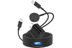 QZVOO for Apple Watch Charger USB C for iPhone&Watch, [MFi Certified] Magnetic 2-in-1 iWatch Fast Charging Cable 6ft with 20W Fast Charger Block for Apple Watch Series 8 7 6 5 4 3 2 1 SE & iPhone-Black