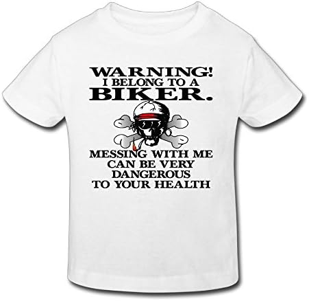 Hanxiaoxiao Boys I Belong To A Biker Cool Jogging White Shirt 4 Toddler Short Sleeve