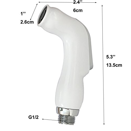 Toilet Handheld Bidet Sprayer Head Replacement Part Shattaf Cloth Diaper Spray ABS Material, White & Polished Chrome
