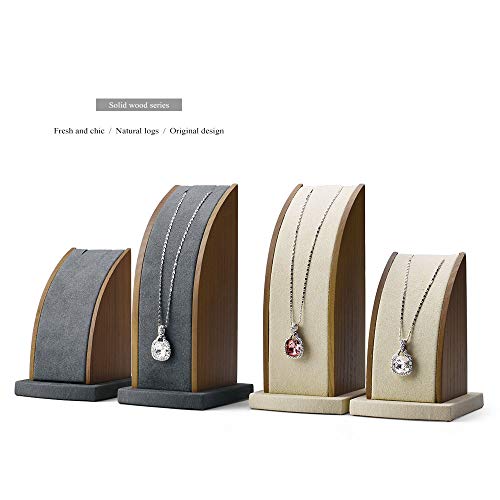 Oirlv 2Pcs/Set Solid Wood Long Chain Necklace Pendant Bracelet Stand Retail Stores/Trade Shows Showcase Display Jewelry Holder Exquisite Decorative Props (Gray Curved)
