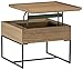 Amazon Brand – Rivet Square Axel Lift Up Storage Wood and Metal Side Coffee Table, Black/Brown, 23.6