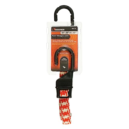 Keeper - 10 in. to 54 in. Adjustable Flat Bungee Cord, Multicolor