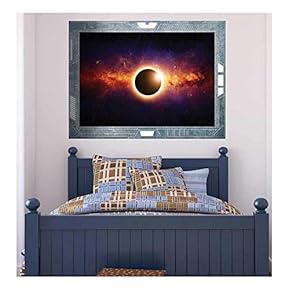 Wall26 - Science Fiction ViewPort - Decal - View of an Eclipse - Wall Mural, Removable Sticker, Home Decor - 24x32 inches