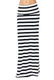 82 Days Women'S Poly Span Stripe Prints Maxi Skirt - Stripe