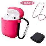 Tutor AirPods Silicone Case Shock Proof Protecitive Cover and Anti-lost Strap and Headphone Case for Apple AirPods(Prink)