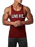Pxmoda Mens LIVE FIT Fitness Tank Tops Gym Workout Bodybuilding Vest