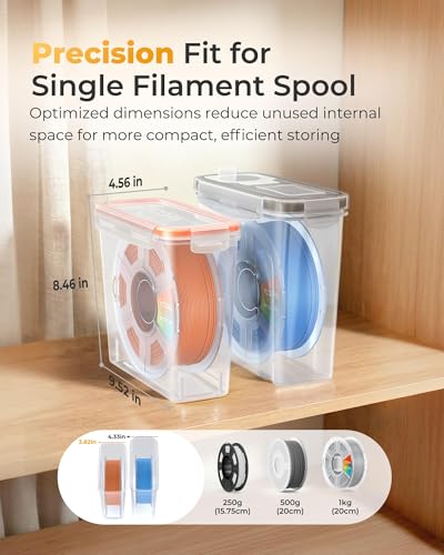 YOOPAI Pro Filament Storage Box - Single Coil Storage Box, Airtight with Desiccant, Effective Moisture Control, Dustproof for 3D Printing Filament (Pack of 8)
