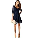 Estein Parte de la manga mujeres de la manera del cordón de la mitad de noche corto mini vestido (L)