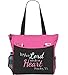 Proverbs 3:5.6 Trust In The Lord Tote Bag Christian Bible Cover Verse Church Office School Travel Gym Book Organizer - Pink Black White