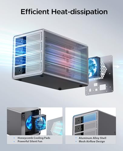 ORICO 3.5" SATA to USB 3.0 Aluminum Hard Drive Docking Station 4 SSD/HDD Slot with Power Supply and Fan Support RAID 0/1/5/10 (9848RU3)