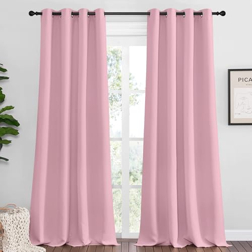 NICETOWN Crystal Pink Blackout Curtains 102" Long