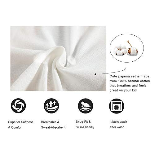 Joyond 2Pcs Cotton Boys Pajamas Sets Long Sleeve Shark Pajamas for Boys Toddler Kids Pjs Sleepwear (White,BlueShark, 4T)