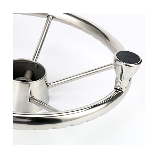 Amarine-made-5-spoke-13-12-Inch-Destroyer-Style-Stainless-Boat-Steering-Wheel-with-M-Size-Knob-9310SRF1