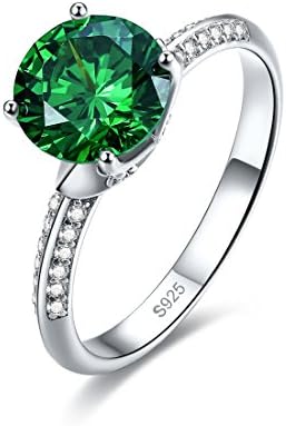 Jrose 925 Sterling Silver Emerald Elegant Anniversary Bridal Wedding Band Engagement Ring