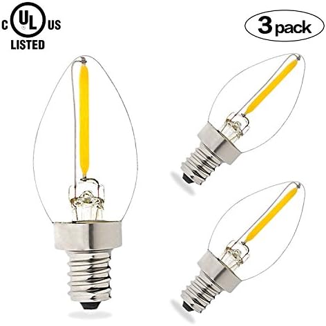 Aokairuisi Vintage Edison Bulb LED Filament Bulb with E12 Candelabra Base 1W 75 Lumen Mini Candle Bulb 10W Incandescent Equivalent 2700K Warm White (3 Pack)
