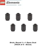 Lego Parts: Brick, Round 1 x 1 Open Stud (PACK of 6 - Black)