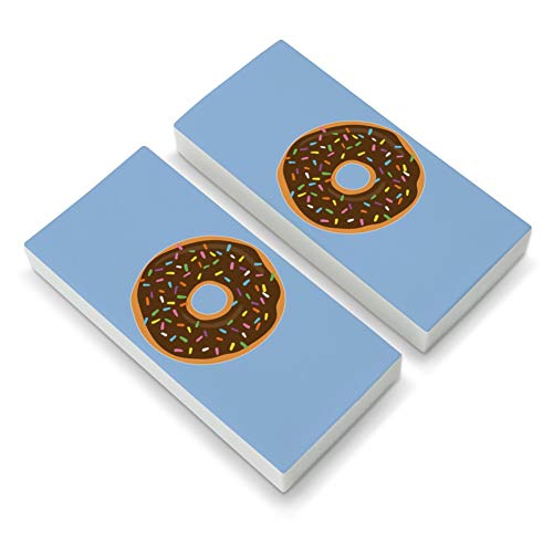 Cute Donut with Sprinkles Chocolate Icing Eraser Set of 2