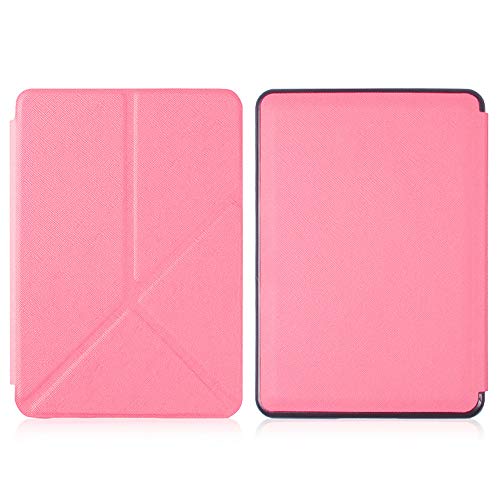 Cywulin Case for All-New Kindle Paperwhite 10th Generation 2018 Lightweight PU Leather Folio Cover Slim Folding Shell Stand Smart Auto Wake Sleep for Amazon Kindle Paperwhite E-Reader (Pink)