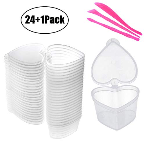 BSTYU Slime Storage Container - 24 Pack Heart-Shaped Slime Slime Box Tank with Lids - Leak-Proof Transparent Plastic Foam Ball Slime Storage Containers