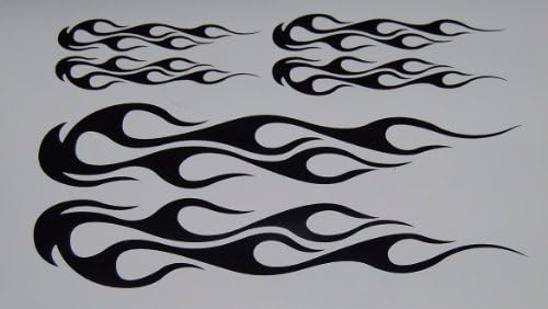 Flame Vinyl Decal Bike Gas Tank Helmet Stickers Black NEW Set of 3