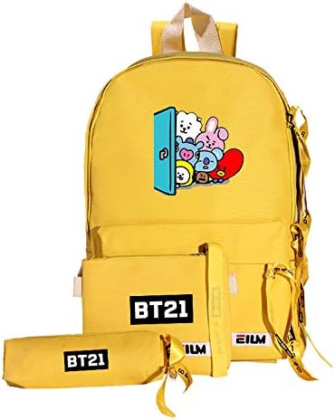 Amazon 防弾少年団 バックパック 鉛筆ケース お財布 3セット リュックサック ランドセル 収化粧ポーチ 文具収納 筆袋 人物 コスプレ バッグ メンズ レディース 大容量 通勤 通学 人気韓流グッズ 応援グッズ人気 お祝い プレゼント イエロー H アイドル 芸能人