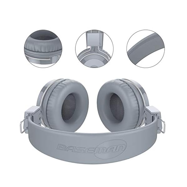Baseman-Wired-Foldable-Headphones-with-Mic-Stereo-Heavy-Bass-On-Ear-Headset-for-iPhone-Cell-Phones-Laptop-Tablet-Mp4-Mp3-Macbook-PC-Grey BASEMAN Wired Headphones with Microphone - Foldable Wired On-Ear Headphones for Laptops Computer Cellphone Tablet…