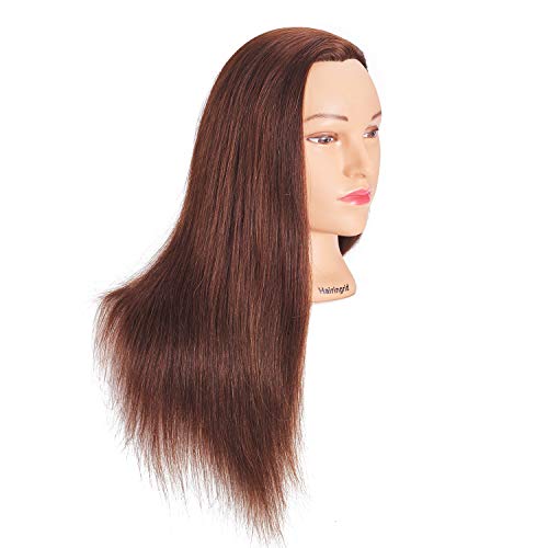 Hairingrid Mannequin Head 24"-26"100% Human Hair Hairdresser Cosmetology Mannequin Manikin Training Head Hair and Free Clamp Holder (R72091LB0418H)