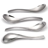 HIWARE Thick Heavy-Weight Soup Spoons, Stainless Steel Soup Spoons, Table Spoons, Set of 4