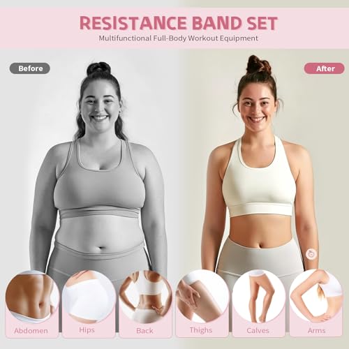 Set of Resistance Bands, Elastic Bands for Pedal and Handles, Ankle Pulleys Gym, Elastic Bands for Figure 8, Fitness Elastic Band for Abs at Home
