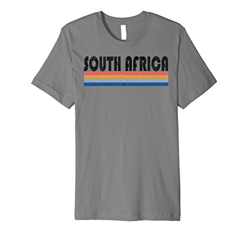Mens Premium Vintage 1980s Style South Africa T Shirt Medium Slate