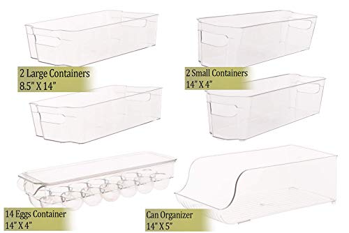 StorageMaid Stackable Storage Fridge Bins - Refrigerator Organizer Bins for Fridge, Freezer, Pantry And Kitchen. Includes Bonus Magnetic Dry-Erase Whiteboard & Markers Set (9-Piece Set)
