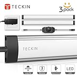 Under Cabinet Lighting, Teckin Dimmable Under Counter Lights, LED Closet Light with Ultra Slim Linkable Light Bars for Cupboard Kitchen Wardrobe Shelf Stairway,Daylight Nature 4000K, 3 Pack