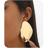 Gold Statement Earrings for Women Chunky Irregular Geometric Drop Dangle Earring Exaggerated Oval Round Pebble Shape Earrings Vintage Hypoallergenic Big Teardrop Earring Fashion Punk Drop Dangle Ear Jewelry