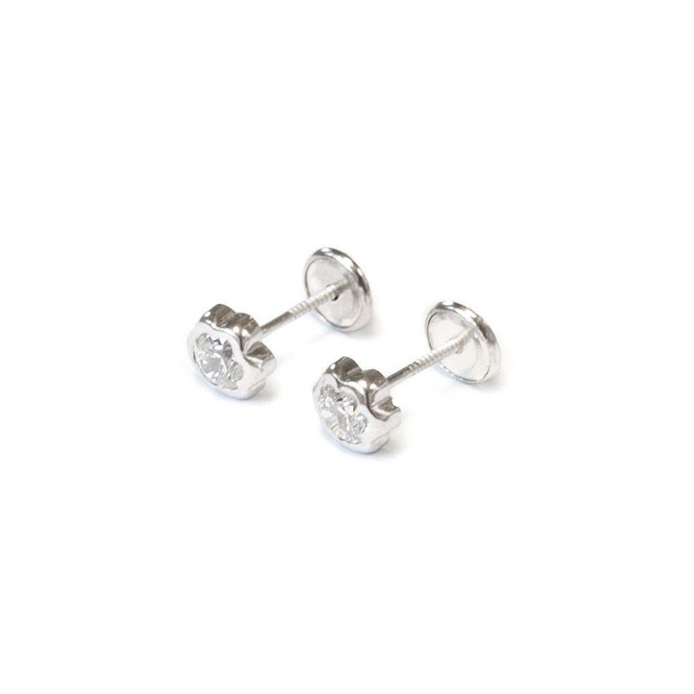 Mondepetit - 925 Sterling Silver Flower Cubic Zircon Children's shine earrings