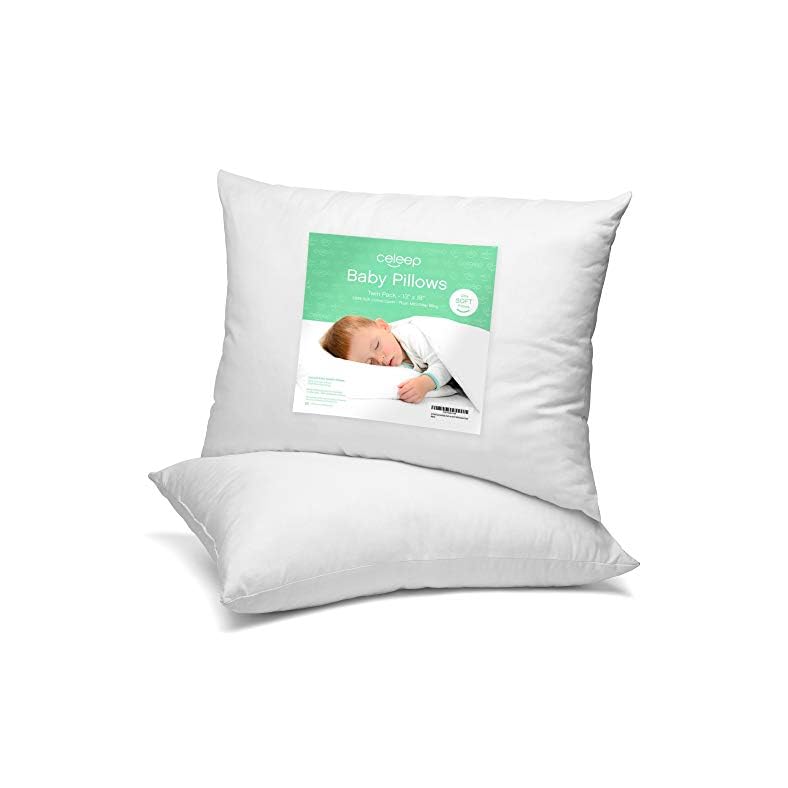 Celeep Toddler Pillows Set – 2 Pack – 13×18 Inches – Machine Washable – Perfect Size – Soft Organic Toddler Bedding…