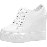 Women Wedges Sneakers with Hidden Heel Ankle High Platform Walking Shoes Fashion Bride Wedding Shoes