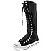 DailyShoes Women's Canvas Mid Calf Tall Boots Casual Sneaker Punk Flat, Classic Black
