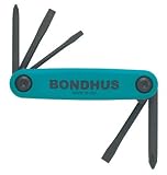 Bondhus 12547 GorillaGrip&laquo; Utility Fold-up Set, 1 Phillips, 2 Phillips, 1/8-Inch Slotted, 3/16-Inch Slotted, and 1/4-Inch Slotted