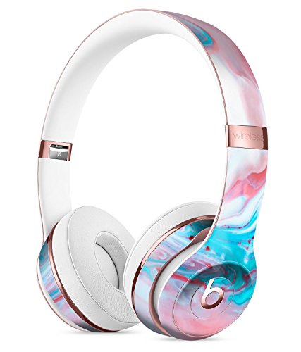 Marbleized Teal and Pink V2 DesignSkinz Full-Body Skin Kit for the Beats by Dre Solo 2 Wireless Headphones / Ultra-Thin / Matte Finished / Protective Skin Wrap