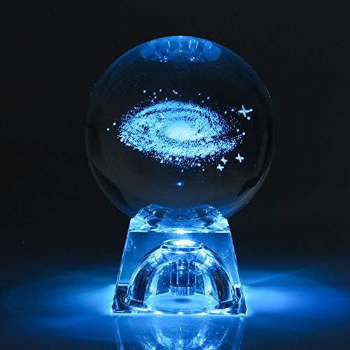 TVKL Night Light 3D Engraved Galaxy Solar System Crystal Lamp Night Light Luminous Craft Glass Round Sphere Home Office Table Decor Lamp Gift Metal Base Solar