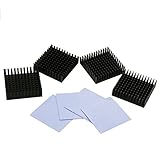 BNTECHGO 4 Pcs 40mm x 40mm x 11mm Black Aluminum Heat Sink Cooling Fin 4 Pcs 40mm x 40mm x 0.5mm Silicone Based Thermal Pad