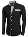 Coofandy Men's Long Sleeve Stripe Patchwork Casual Shirts