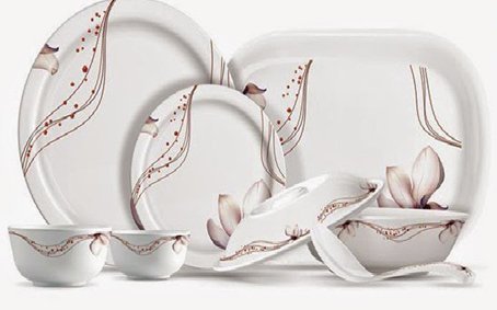 Famacart Round Melamine Dinner Set 31-Pieces Serving Set, White