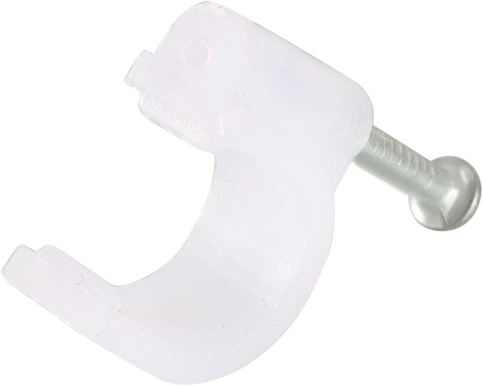 sourcing map Circle Cable Clip Nail Coaxial Tacks Wire Clips 9mm White 40pcs - Image 4