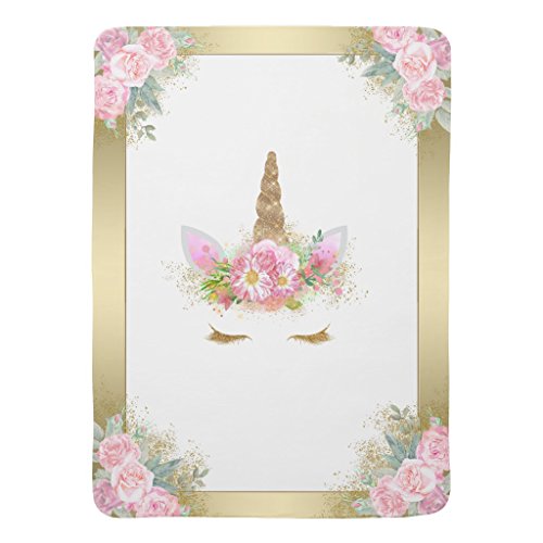 Zazzle Unicorn Baby Blanket Pink Gold