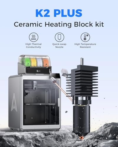 K2 Plus Ceramic Heating Block Kit, Unicorn Quick Swap Nozzle Kit, All-Metal High Temperature Resistant Hotend Upgrade for Creality K2 Plus 3D Printer, Integrated Durable Design