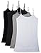 4 Pack Caramel Cantina Juniors Long Length Basic Cami (Large, Black/Charcoal/Mhg/Hg)